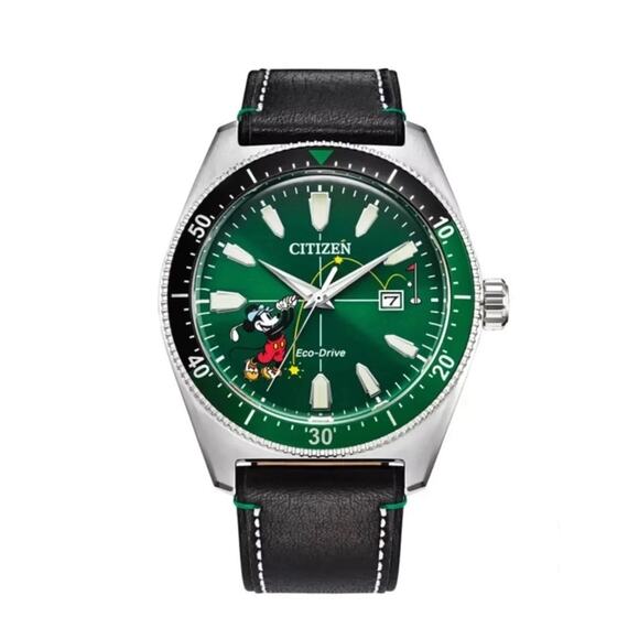 Citizen Other - Citizen Eco Drive Disney Mickey Golf Stainless Steel Quartz Men's Watch NEW!!